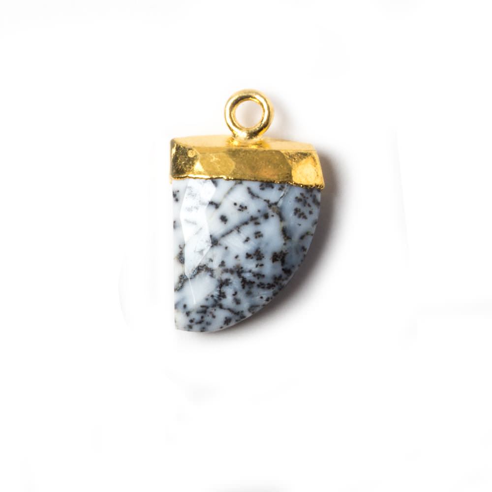 18x10mm Gold Leafed Dark Dendritic Opal Horn Pendants 1 piece (ONLINE ORDER ONLY)
