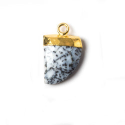 18x10mm Gold Leafed Dark Dendritic Opal Horn Pendants 1 piece (ONLINE ORDER ONLY)