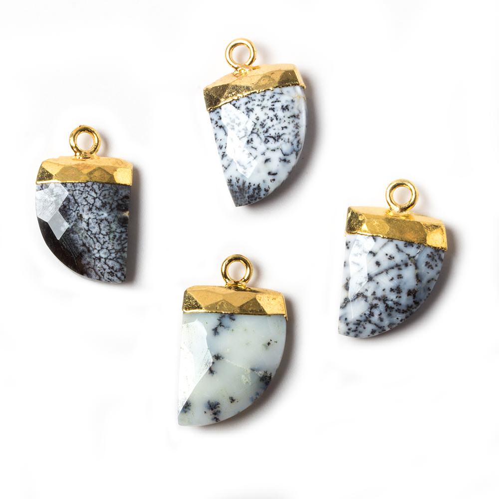 18x10mm Gold Leafed Dark Dendritic Opal Horn Pendants 1 piece (ONLINE ORDER ONLY)
