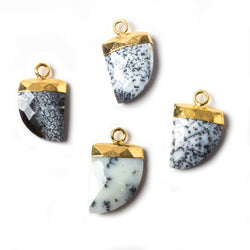 18x10mm Gold Leafed Dark Dendritic Opal Horn Pendants 1 piece (ONLINE ORDER ONLY)