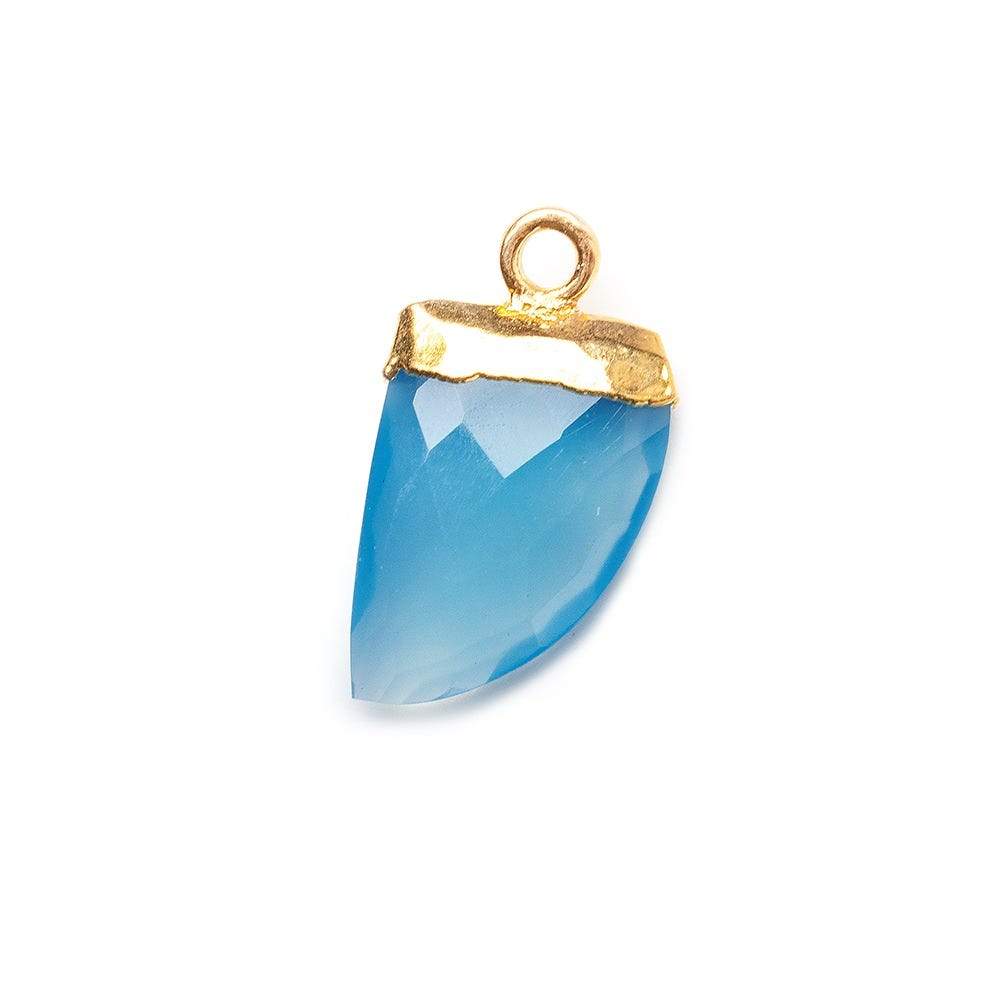 18x10mm Gold Leafed Tip London Blue Chalcedony Horn Pendant 1 piece (ONLINE ORDER ONLY)