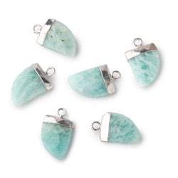 18x10mm Silver Leafed Amazonite Horn Pendant 1 piece (ONLINE ORDER ONLY)