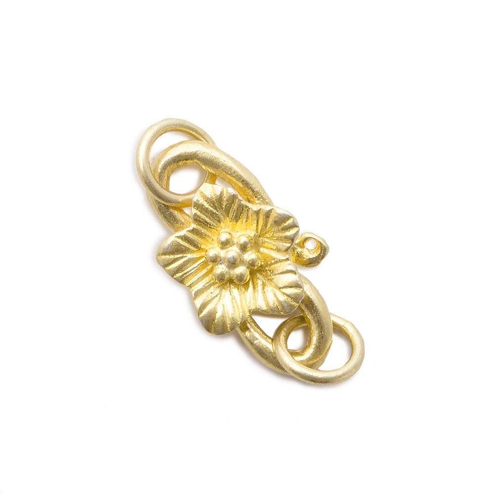 18x10mm Vermeil S Hook with Forget Me Not Flower  1 piece (ONLINE ORDER ONLY)