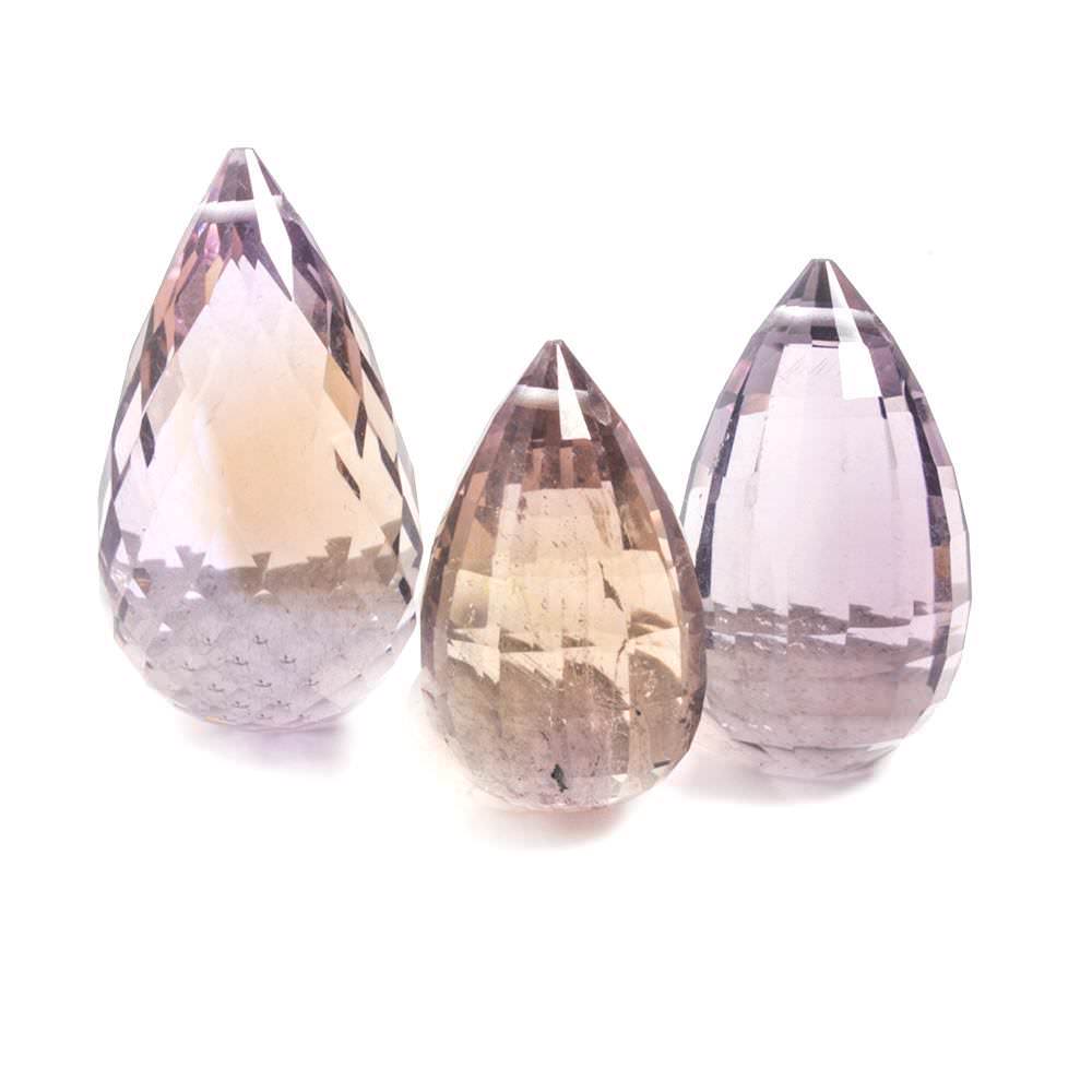 18x11-23x13mm Ametrine & Amethyst Faceted Tear Drop Bead Set of 3 (ONLINE ORDER ONLY)