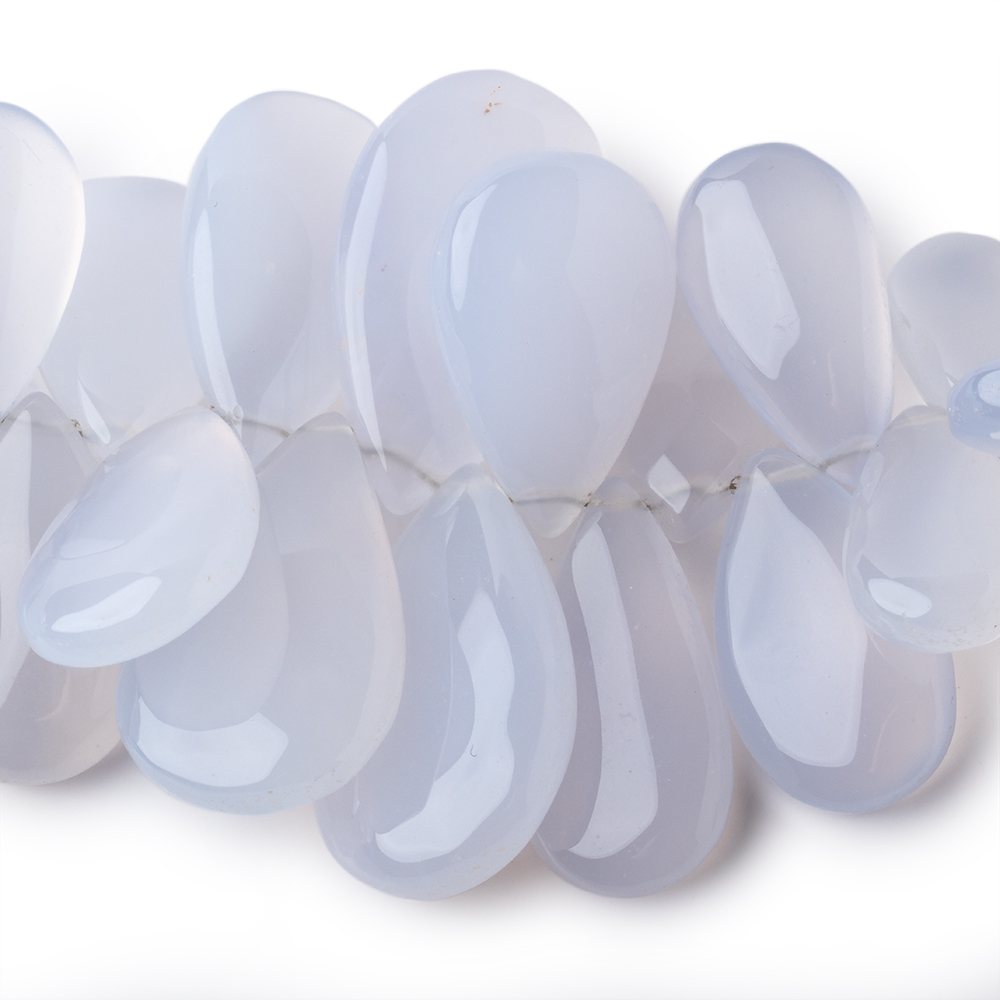 18x11-30x18mm Turkish Blue Chalcedony Plain Pear Beads 7 inch 40 pieces (ONLINE ORDER ONLY)