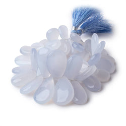 18x11-30x18mm Turkish Blue Chalcedony Plain Pear Beads 7 inch 40 pieces (ONLINE ORDER ONLY)