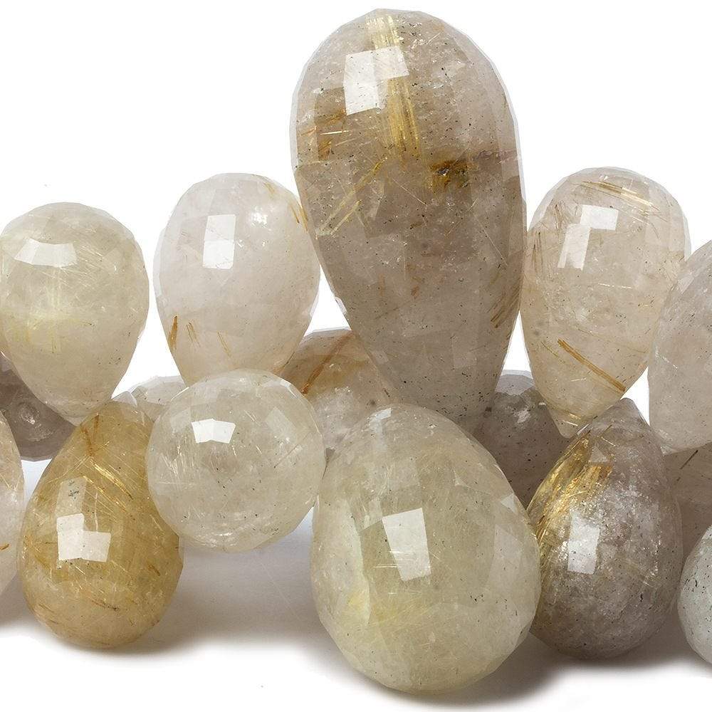18x11-43x22mm Rutilated Milky Quartz Tear Drop Beads 8.5 inch 44 pieces (ONLINE ORDER ONLY)