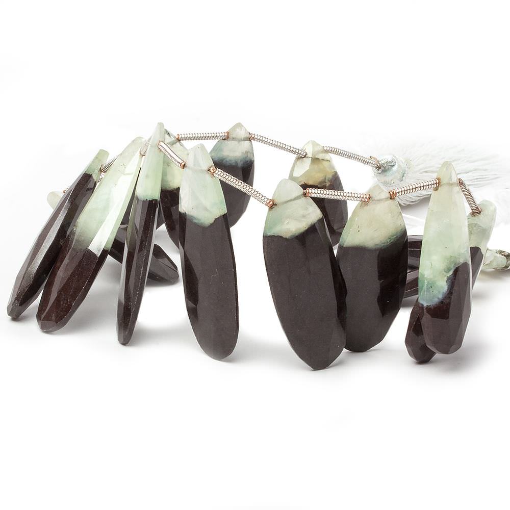 18x11x4-35x11x3mm Prehnite and Matrix faceted pear beads 8 inch 15 pieces (ONLINE ORDER ONLY)