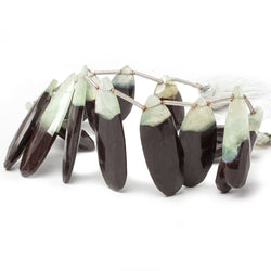 18x11x4-35x11x3mm Prehnite and Matrix faceted pear beads 8 inch 15 pieces (ONLINE ORDER ONLY)