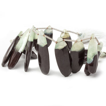 18x11x4-35x11x3mm Prehnite and Matrix faceted pear beads 8 inch 15 pieces (ONLINE ORDER ONLY)