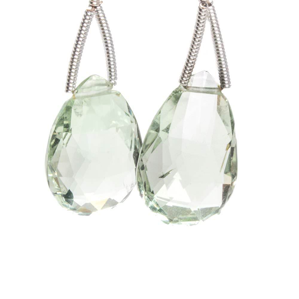 18x12-19x14mm Prasiolite Faceted Pear Focal Bead Set of 2 (ONLINE ORDER ONLY)