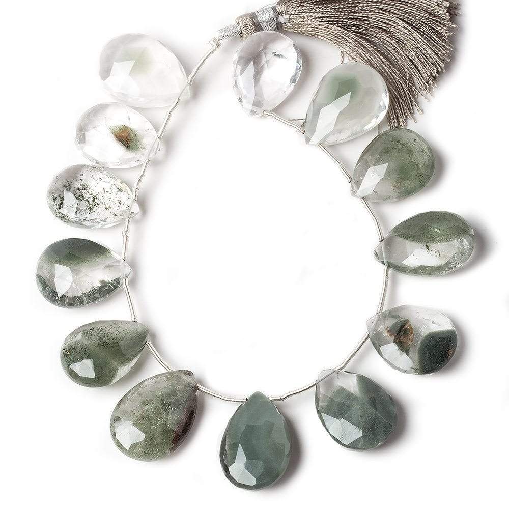 18x13-20x14mm Moss Quartz Faceted Pear 13 pieces (ONLINE ORDER ONLY)