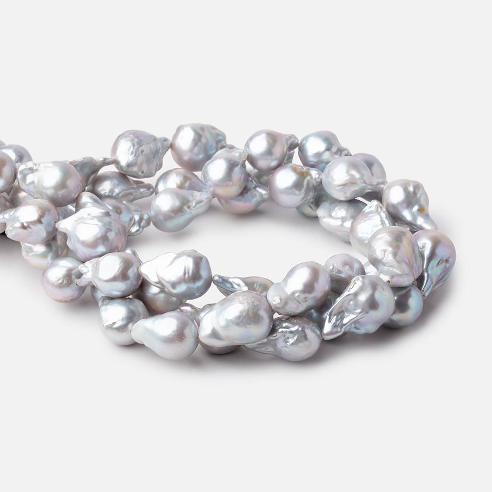 18x13-23x14mm Silver Ultra Baroque Freshwater Pearls 15.5 inch 19 pieces AA (ONLINE ORDER ONLY)