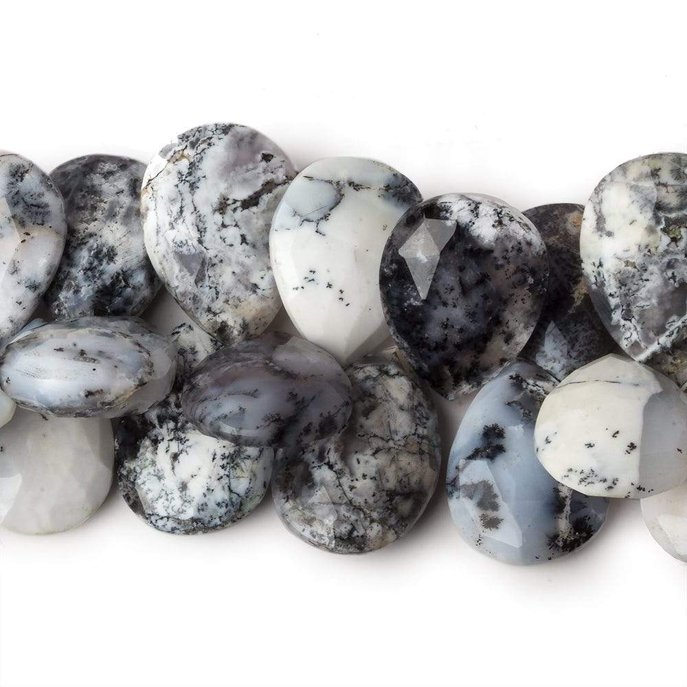 18x13-23x16mm Dendritic Opal Faceted Pear Briolette 8 inch 39 beads AA (ONLINE ORDER ONLY)