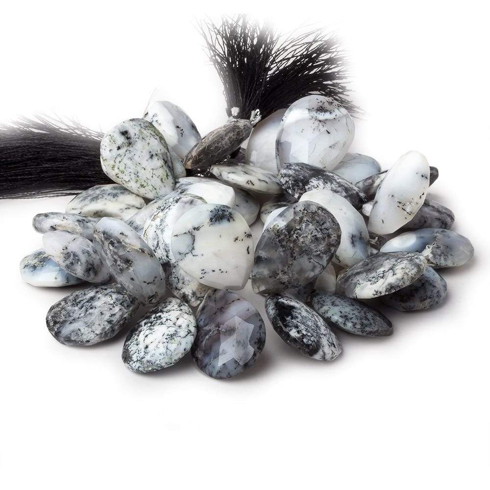 18x13-23x16mm Dendritic Opal Faceted Pear Briolette 8 inch 39 beads AA (ONLINE ORDER ONLY)