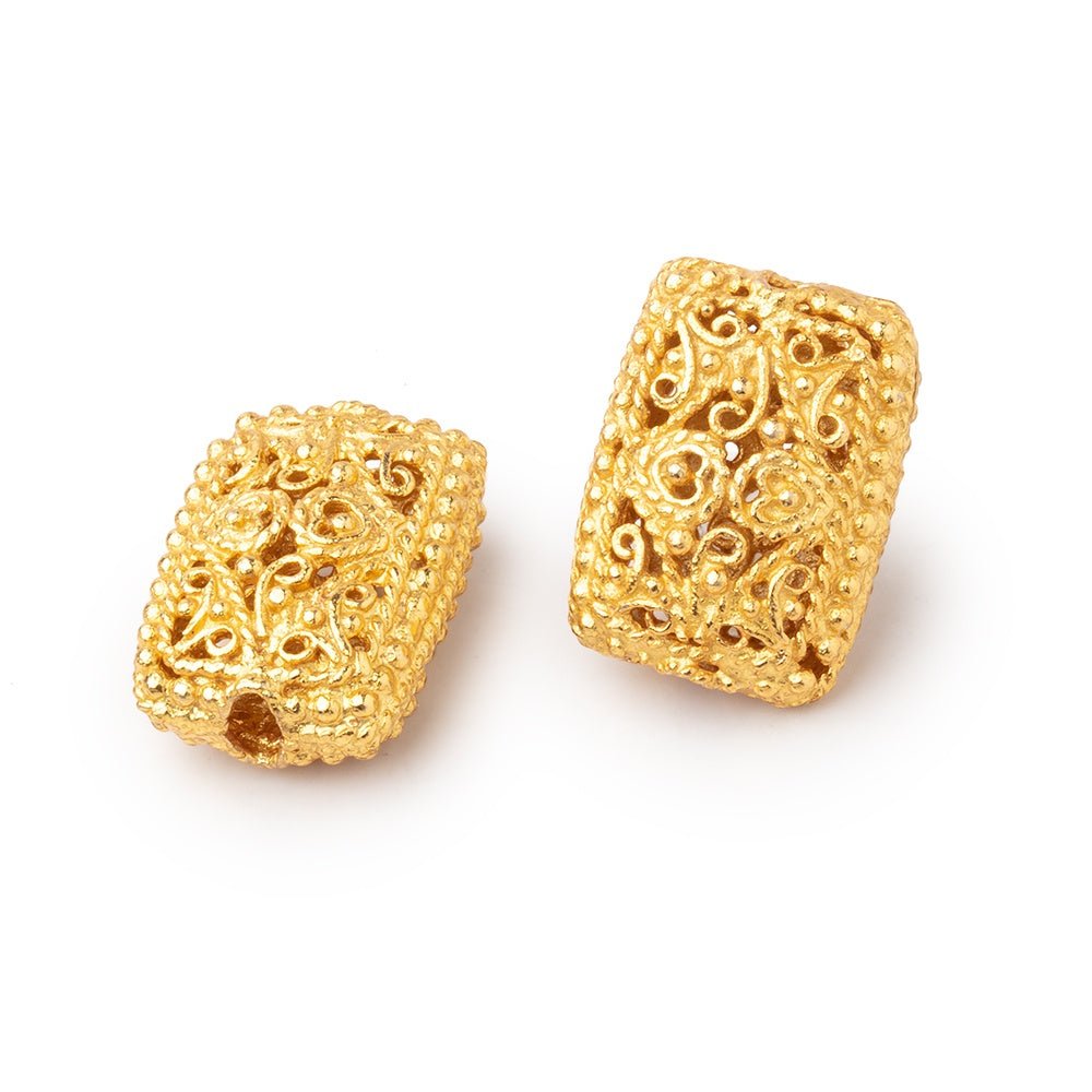 18x13mm 22kt Gold Plated Copper Filigree Rectangle Set of 2 Beads (ONLINE ORDER ONLY)