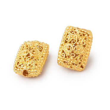 18x13mm 22kt Gold Plated Copper Filigree Rectangle Set of 2 Beads (ONLINE ORDER ONLY)