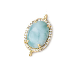 18x13mm Vermeil Bezel White CZ and Larimar Oval Connector 1 focal piece (ONLINE ORDER ONLY)