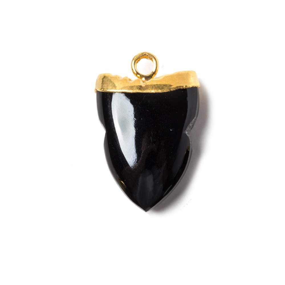 18x13mm Gold Leafed Black Chalcedony Shark Tooth Focal Pendant 1 piece (ONLINE ORDER ONLY)