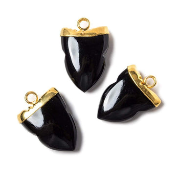 18x13mm Gold Leafed Black Chalcedony Shark Tooth Focal Pendant 1 piece (ONLINE ORDER ONLY)