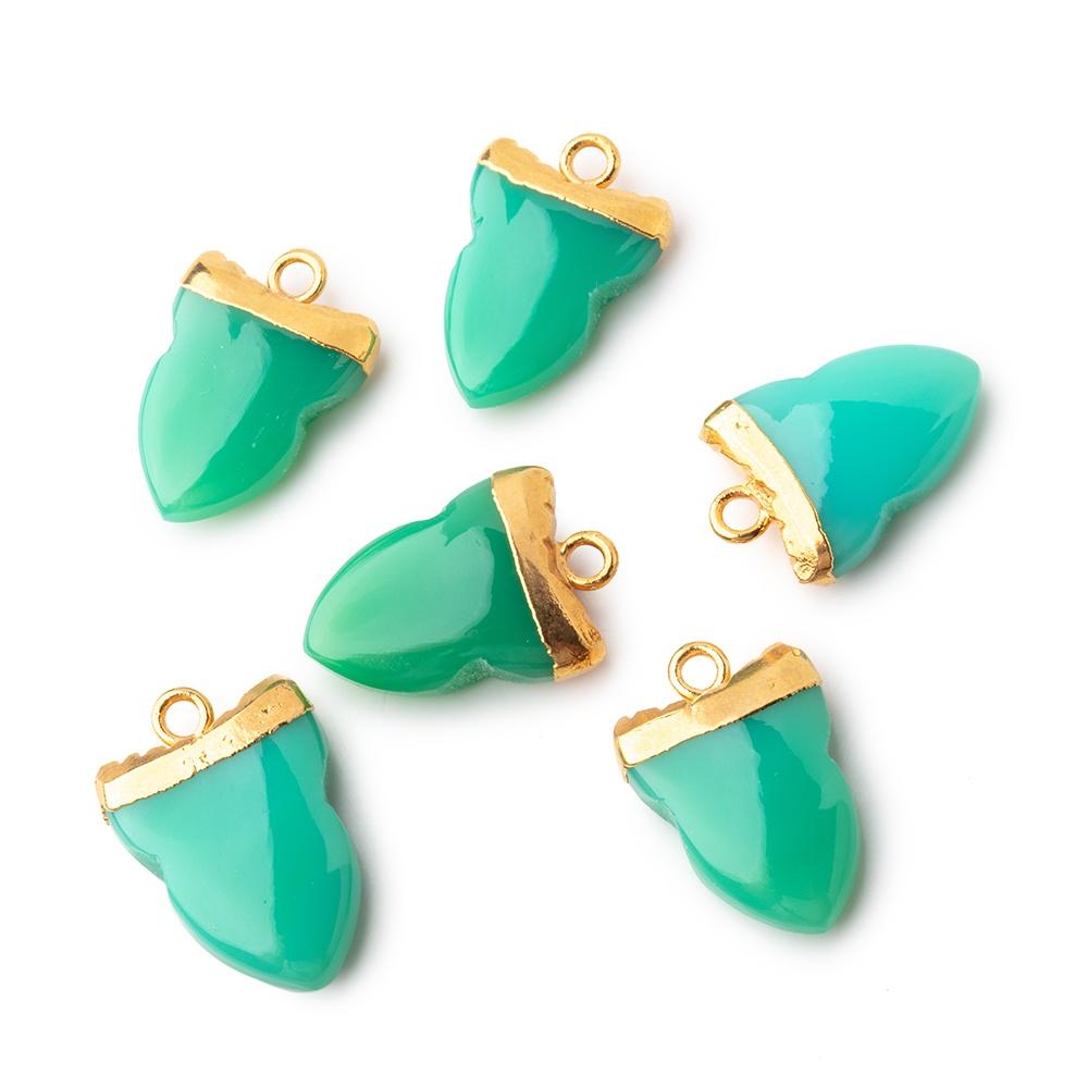 18x13mm Gold Leafed Green Onyx Shark Tooth Pendant 1 piece (ONLINE ORDER ONLY)