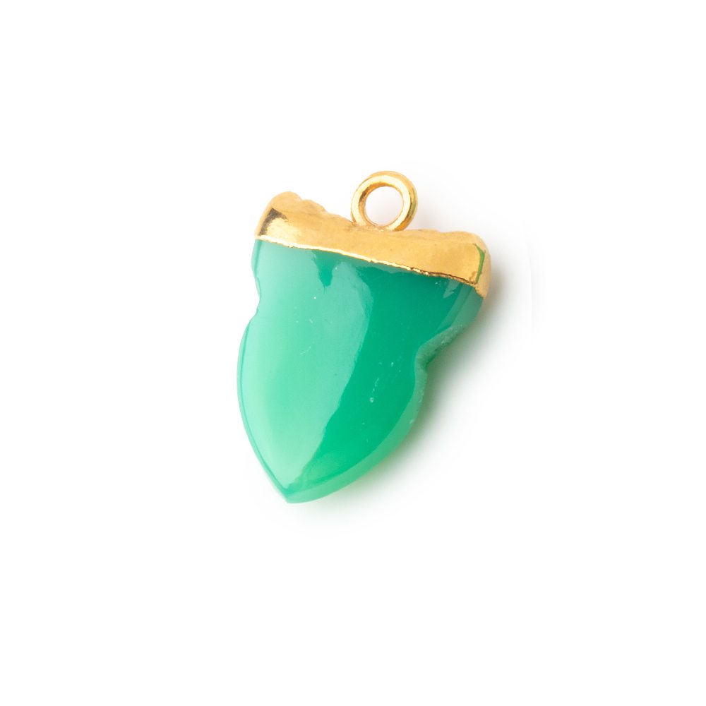 18x13mm Gold Leafed Green Onyx Shark Tooth Pendant 1 piece (ONLINE ORDER ONLY)
