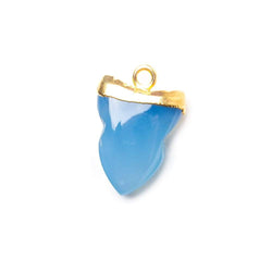 18x13mm Gold Leafed Royal Blue Chalcedony Shark Tooth Pendant 1 piece (ONLINE ORDER ONLY)