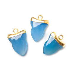 18x13mm Gold Leafed Royal Blue Chalcedony Shark Tooth Pendant 1 piece (ONLINE ORDER ONLY)