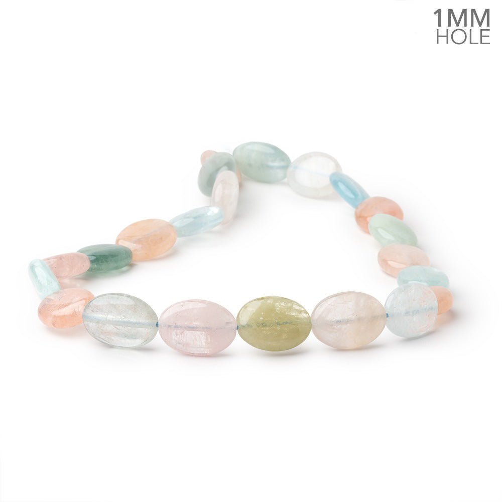 18x13mm Multi Color Beryl Plain Oval 15.5 inch 23 Beads 1mm Drill Hole (ONLINE ORDER ONLY)