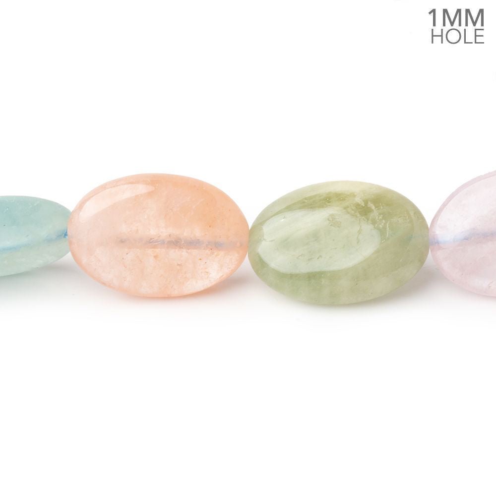 18x13mm Multi Color Beryl Plain Oval 15.5 inch 23 Beads 1mm Drill Hole (ONLINE ORDER ONLY)