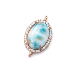 18x13mm Rose Gold Bezel White CZ and Larimar Oval Connector 1 focal piece (ONLINE ORDER ONLY)