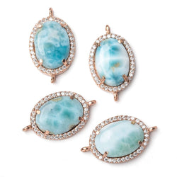 18x13mm Rose Gold Bezel White CZ and Larimar Oval Connector 1 focal piece (ONLINE ORDER ONLY)