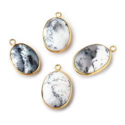 18x13mm Vermeil Bezel Dendritic Opal Plain Oval Pendant 1 piece (ONLINE ORDER ONLY)