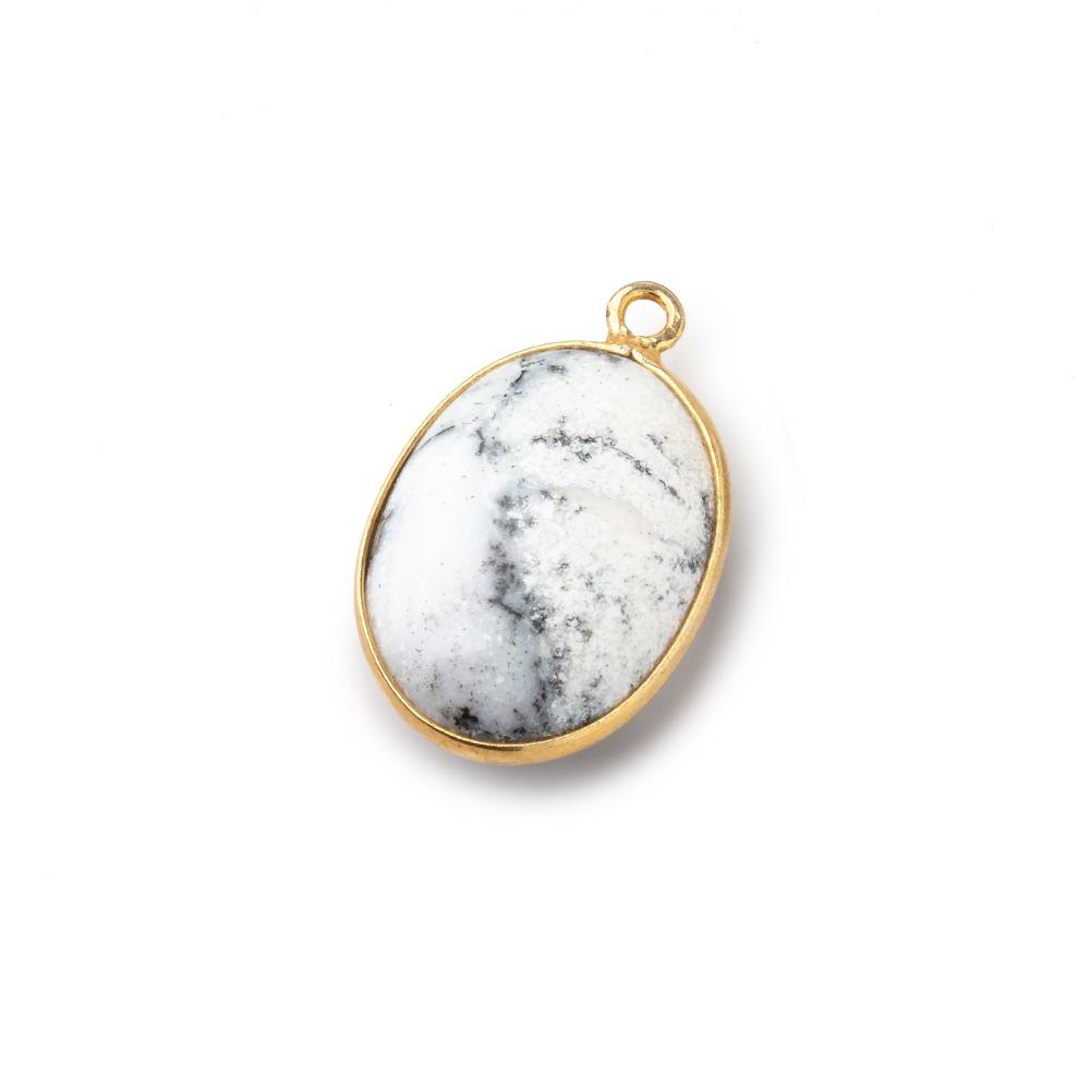 18x13mm Vermeil Bezel Dendritic Opal Plain Oval Pendant 1 piece (ONLINE ORDER ONLY)