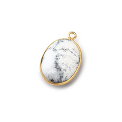18x13mm Vermeil Bezel Dendritic Opal Plain Oval Pendant 1 piece (ONLINE ORDER ONLY)