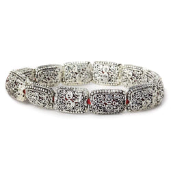 18x13mm Antiqued Sterling Silver Plated Copper Filigree Rectangle 8 inch 11 Beads (ONLINE ORDER ONLY)