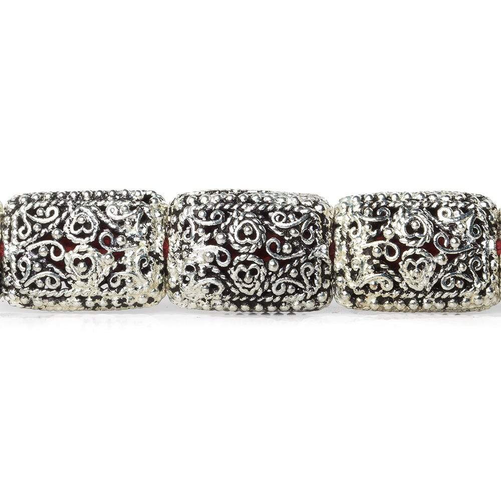 18x13mm Antiqued Sterling Silver Plated Copper Filigree Rectangle 8 inch 11 Beads (ONLINE ORDER ONLY)