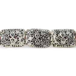 18x13mm Antiqued Sterling Silver Plated Copper Filigree Rectangle 8 inch 11 Beads (ONLINE ORDER ONLY)