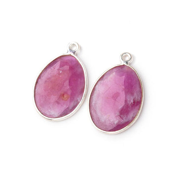 18x14mm .925 Silver Bezel Ruby Faceted Freeform Set of 2 Pendants (ONLINE ORDER ONLY)