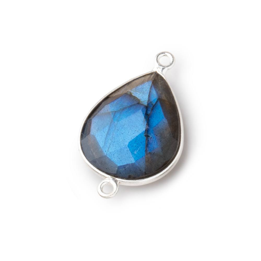 18x15mm Silver Bezel Labradorite Faceted Pear Connector Focal Bead 1 piece (ONLINE ORDER ONLY)