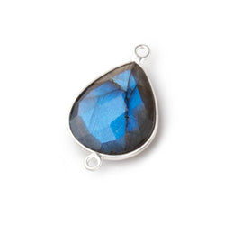 18x15mm Silver Bezel Labradorite Faceted Pear Connector Focal Bead 1 piece (ONLINE ORDER ONLY)