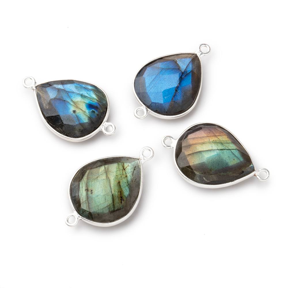 18x15mm Silver Bezel Labradorite Faceted Pear Connector Focal Bead 1 piece (ONLINE ORDER ONLY)