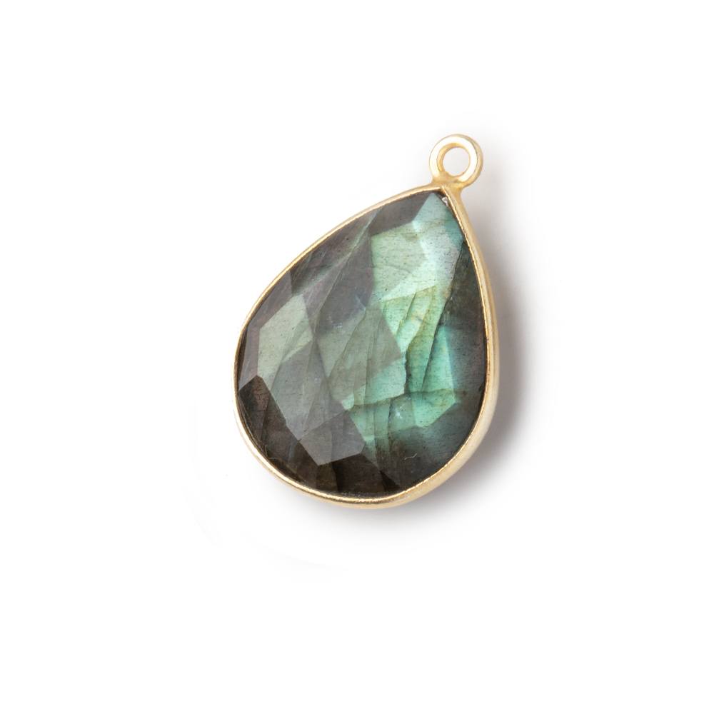 18x15mm Vermeil Bezel Labradorite Faceted Pear Pendant 1 Focal bead (ONLINE ORDER ONLY)