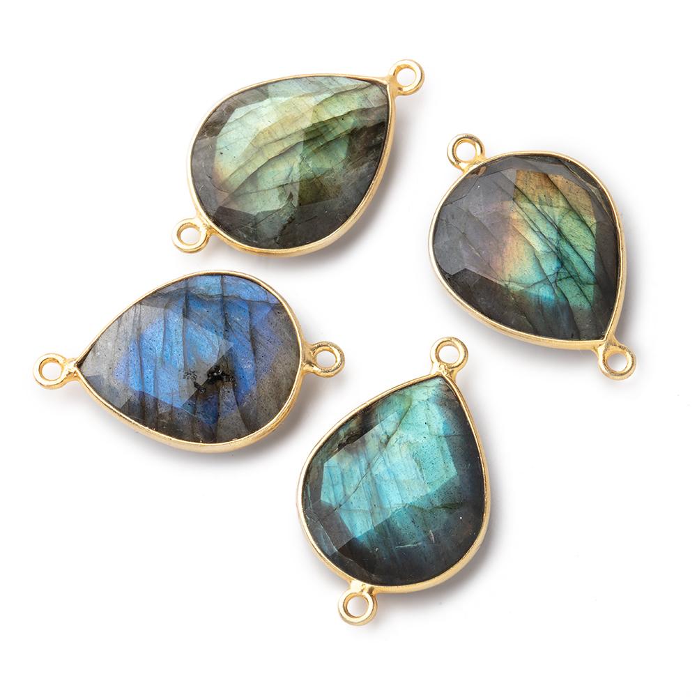 18x15mm Vermeil Bezeled Labradorite Faceted Pear Connector 1 Focal Bead (ONLINE ORDER ONLY)