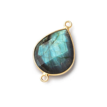18x15mm Vermeil Bezeled Labradorite Faceted Pear Connector 1 Focal Bead (ONLINE ORDER ONLY)