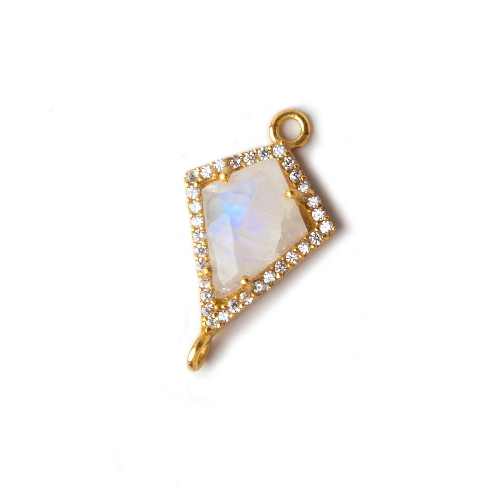 18x15mm Vermeil CZ Bezel Rainbow Moonstone Kite Connector 1 piece (ONLINE ORDER ONLY)