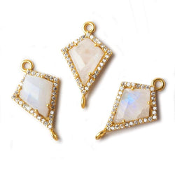 18x15mm Vermeil CZ Bezel Rainbow Moonstone Kite Connector 1 piece (ONLINE ORDER ONLY)