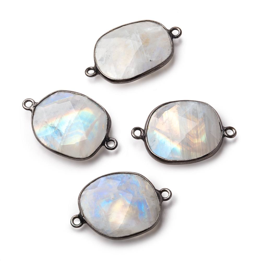 18x17-20x16mm Black Gold .925 Bezel Rainbow Moonstone Nugget Connector 1 piece (ONLINE ORDER ONLY)