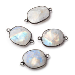 18x17-20x16mm Black Gold .925 Bezel Rainbow Moonstone Nugget Connector 1 piece (ONLINE ORDER ONLY)