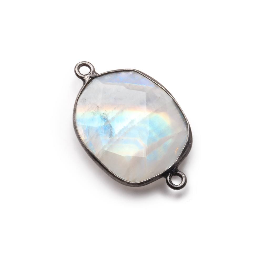 18x17-20x16mm Black Gold .925 Bezel Rainbow Moonstone Nugget Connector 1 piece (ONLINE ORDER ONLY)